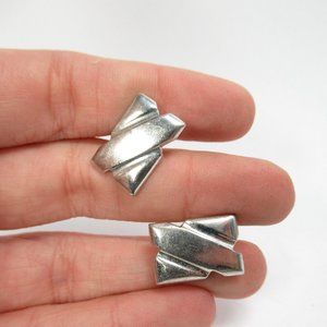 Vintage Silvertone Geometric Cuff Links